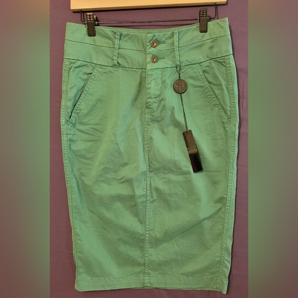 Fresh Ink Vibrant Green Hi-Life Pencil Skirt Cotton Blend